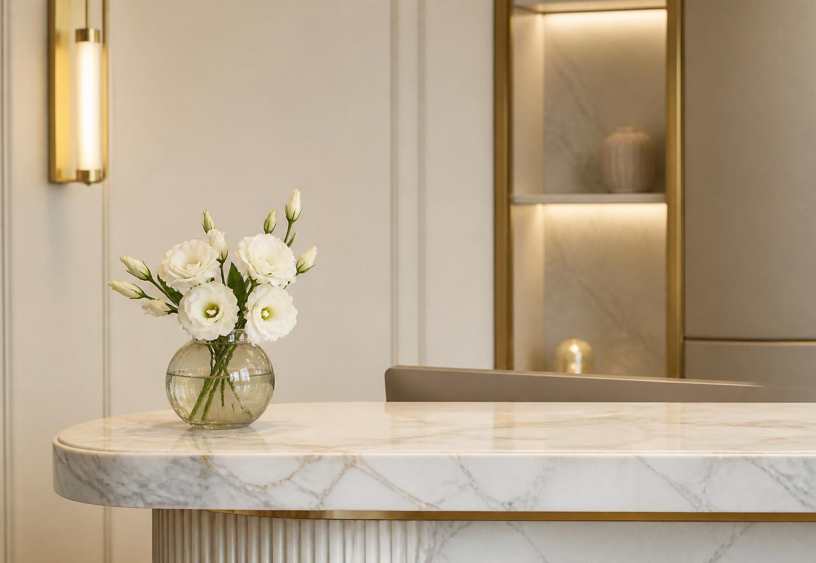 Calm reception interior — illustrative